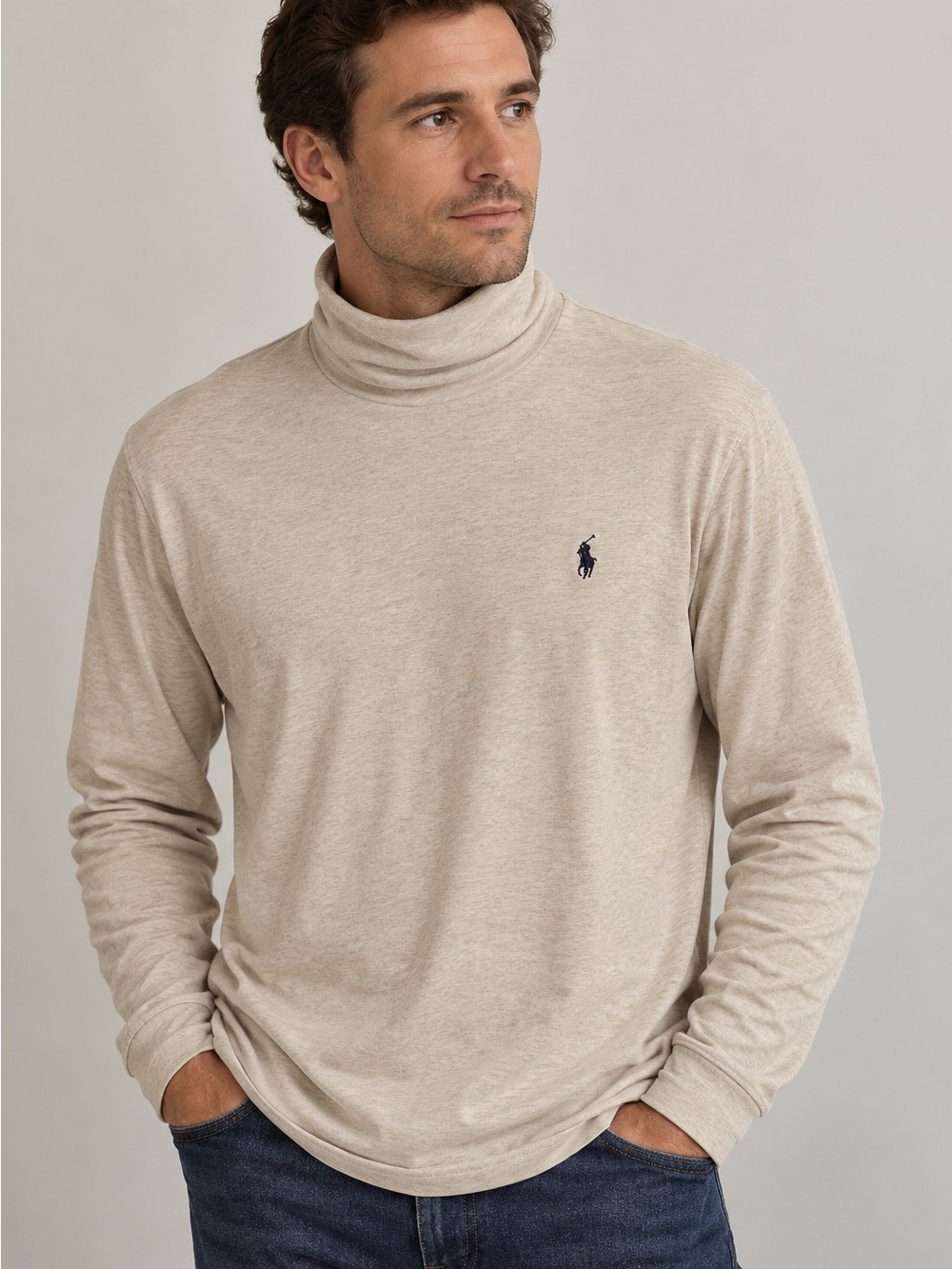 Polo Ralph Lauren Men’s XL Oatmeal Turtleneck Long Sleeve Top  Vintage 1990’s